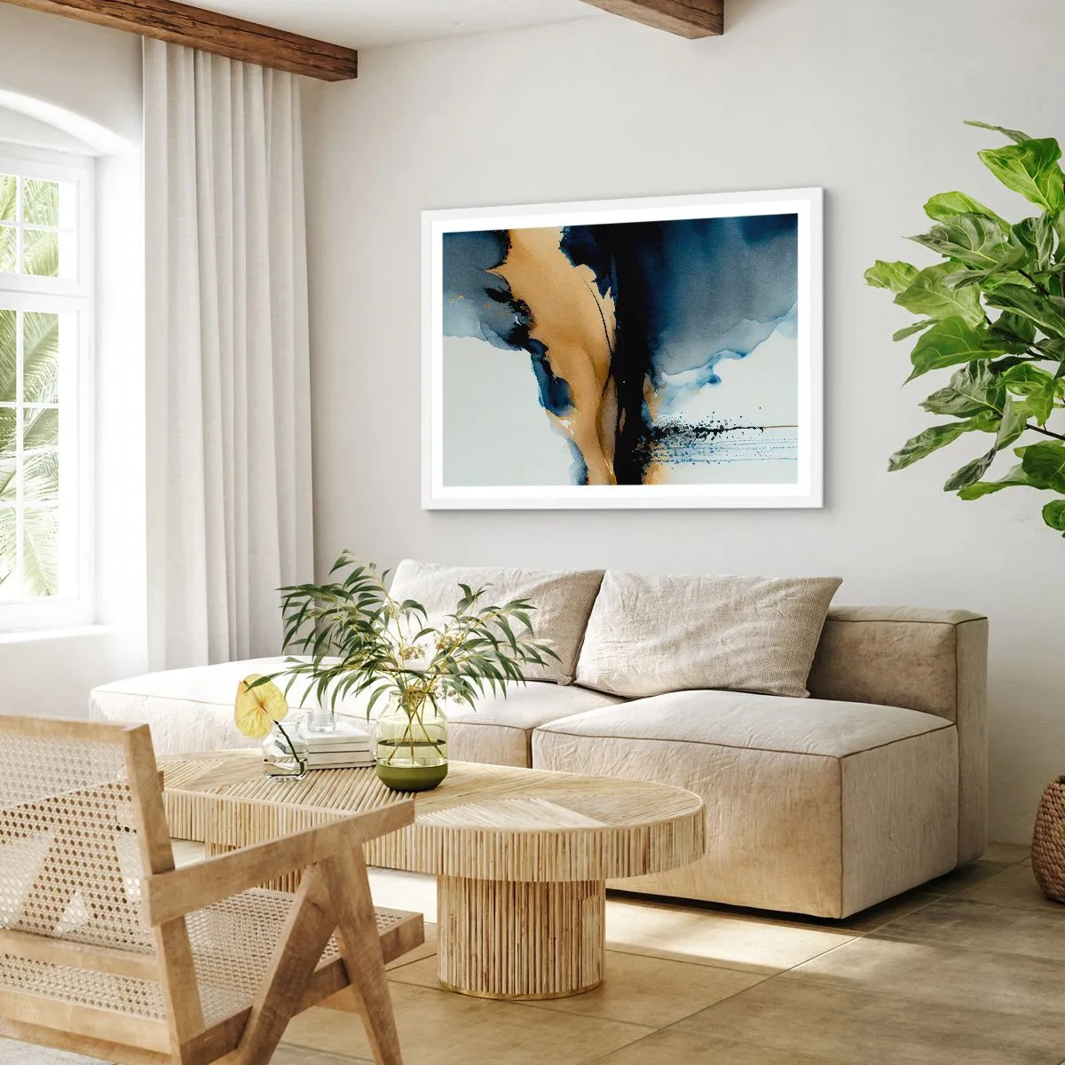 Poster în ramă albă - În spatele cortinei - 40x30 cm