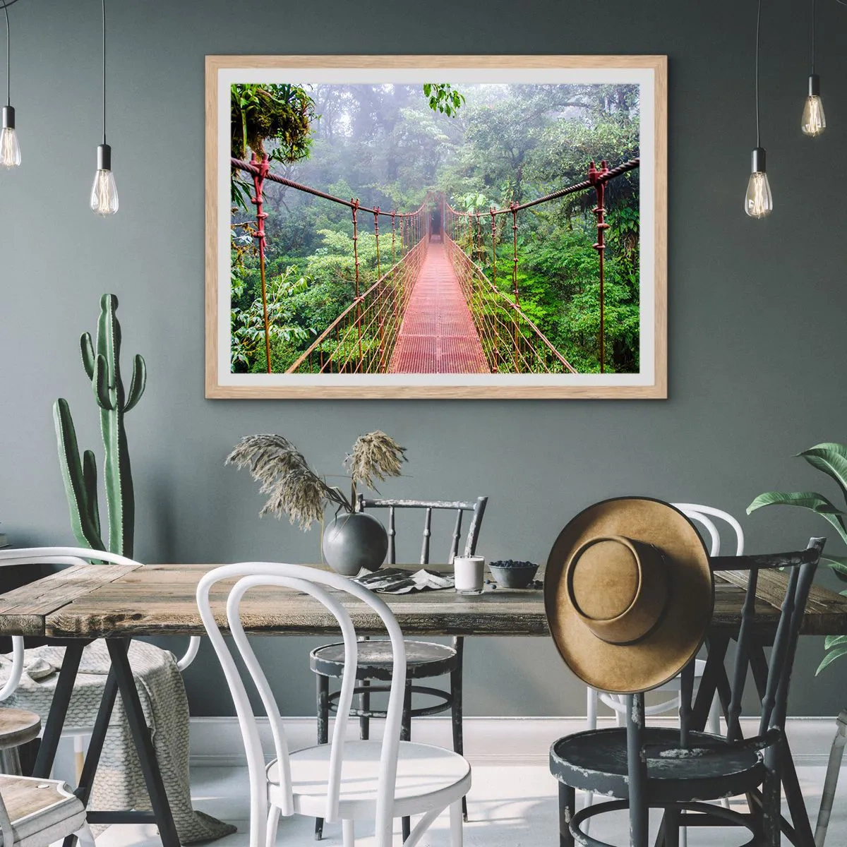 Poster în ramă de stejar deschis - Suspendat deasupra coroanelor arborilor - 70x50 cm