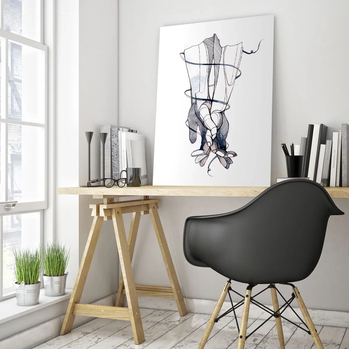 Tablou pe sticlă - Un studiu al atingerii - 50x70 cm