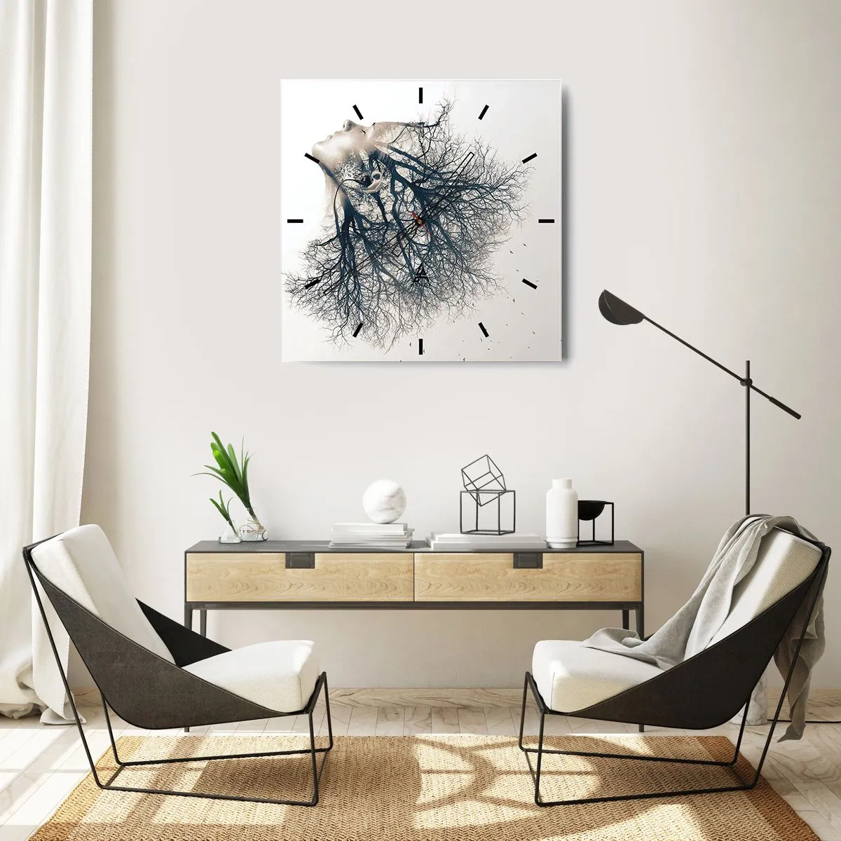 Ceas de perete - Ceas pe sticlă - Ascultând șoapta copacului - 40x40 cm