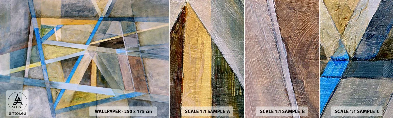 Mostră de Tapet Standard Eco - Drept sau de-a curmezișul? - Abstracția, Bucată, Model modern - 100x30 cm