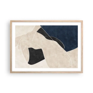 Poster în ramă de stejar deschis - Compoziție abstractă - contrast de culori - 70x50 cm