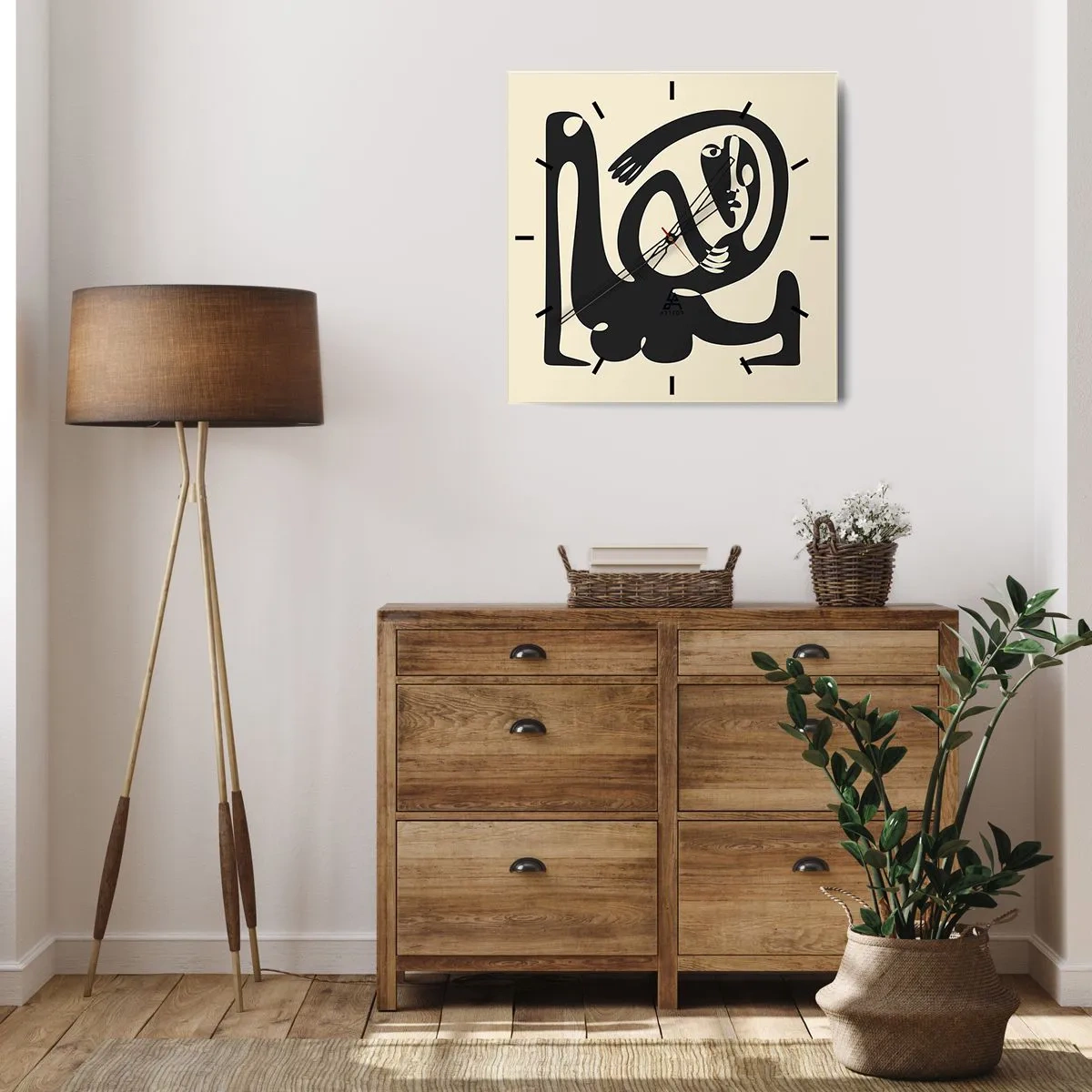 Ceas de perete - Ceas pe sticlă - Aproape Picasso - 30x30 cm