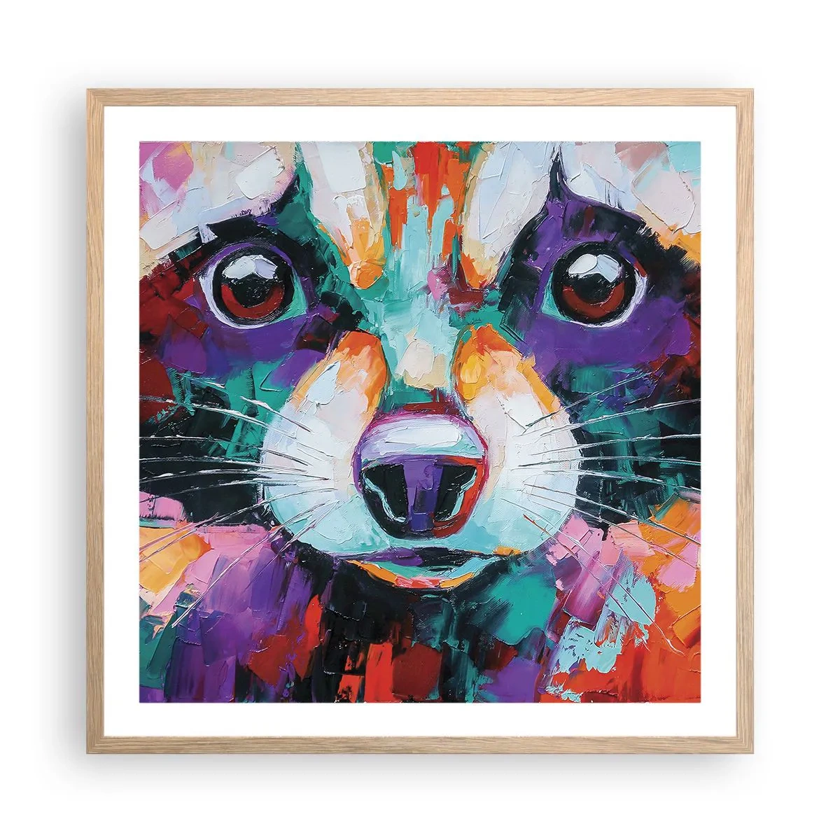 Poster în ramă de stejar deschis - Doar emoții bune - 60x60 cm