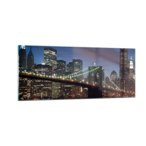 Tablou pe sticlă - Noaptea iluminată - 100x40 cm