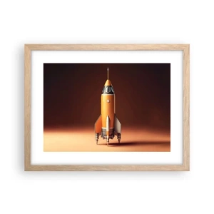 Poster în ramă de stejar deschis - Totul începe cu un vis - 40x30 cm