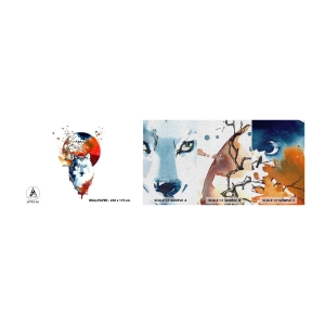 Mostră tapet Premium Canvas - Bot în bot cu noaptea - Abstracția, Animale, Lup - 100x30 cm