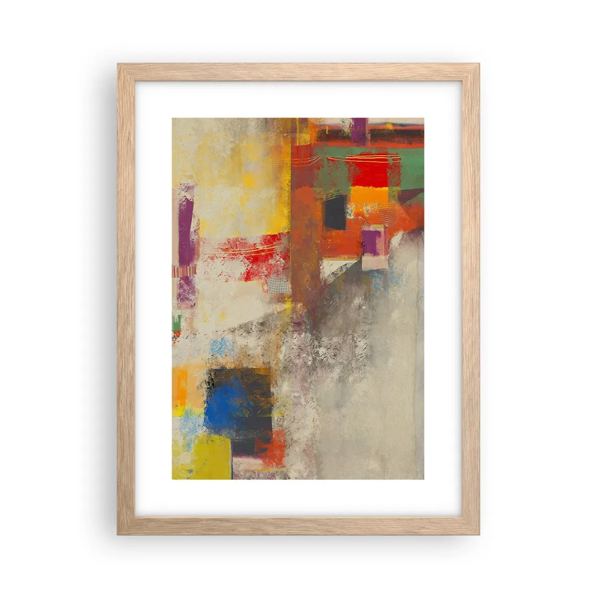 Poster în ramă de stejar deschis - Geometria culorilor - 30x40 cm