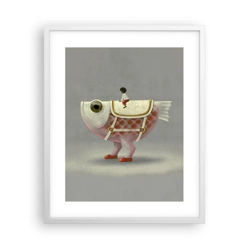 Poster în ramă albă - Călărețul Pescărel - 40x50 cm