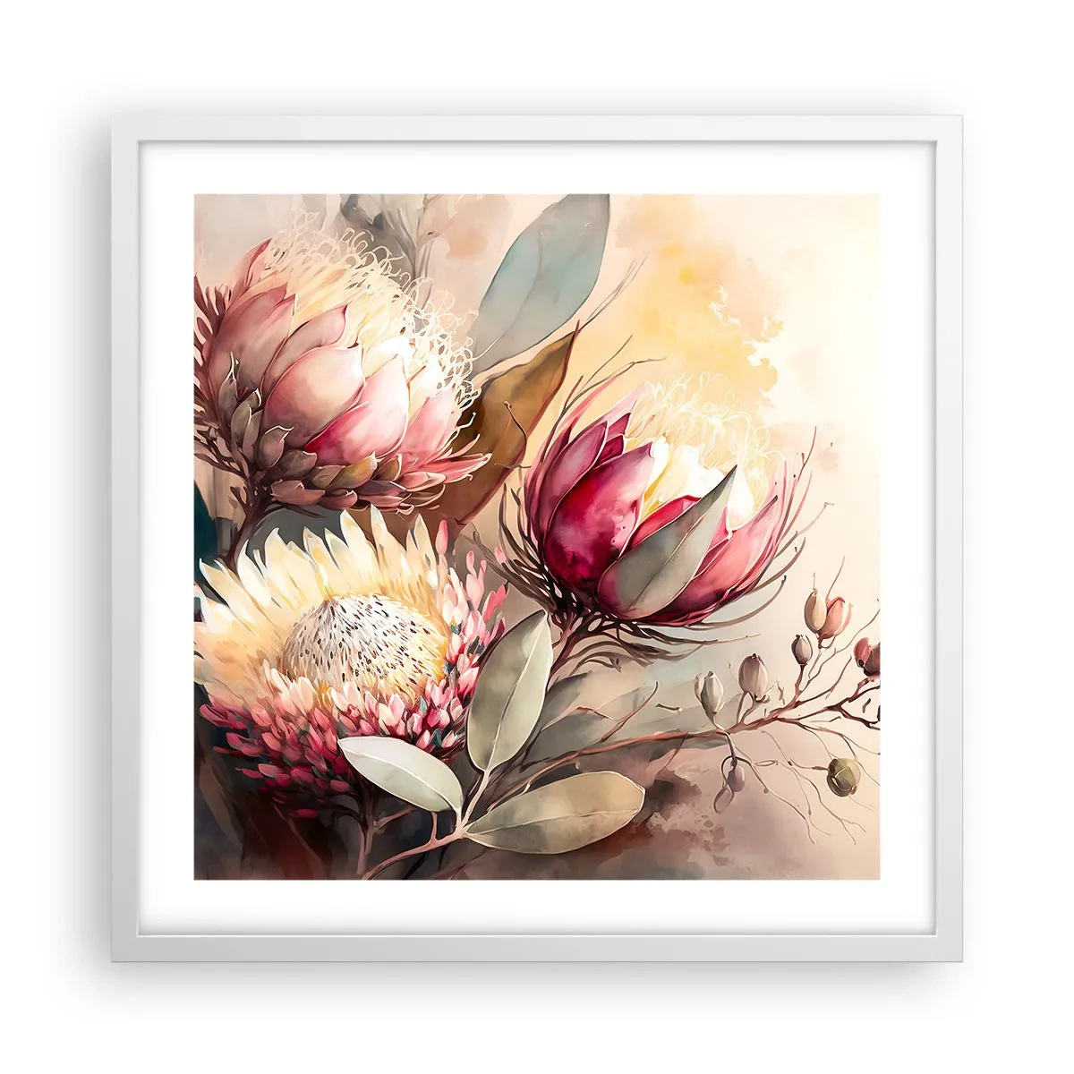 Poster în ramă albă - Profil și en face - 50x50 cm