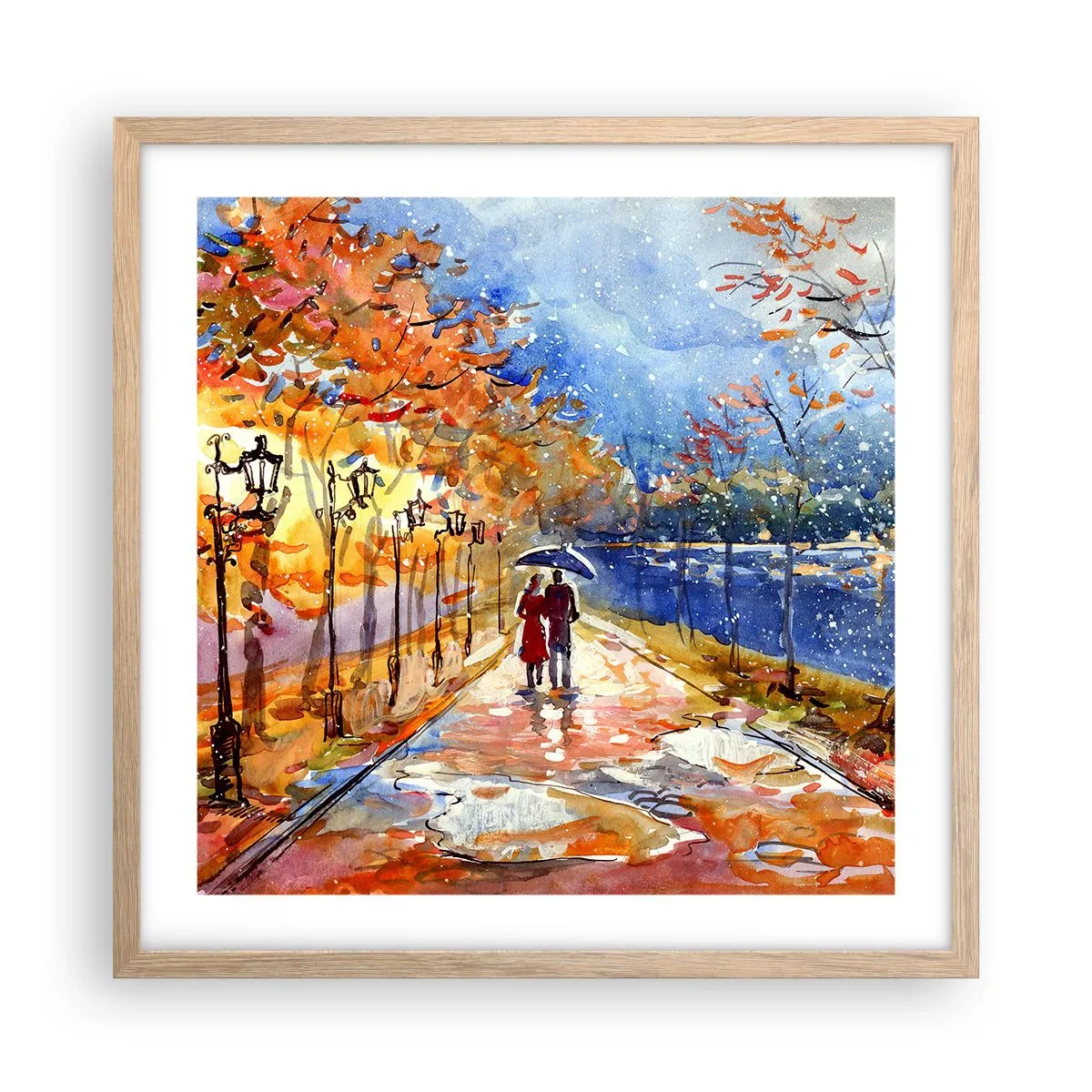 Poster în ramă de stejar deschis - Împreună până la limita de timp - 50x50 cm