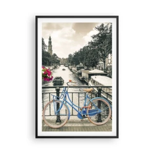 Poster în ramă neagră - Culorile unui canal din Amsterdam - 61x91 cm