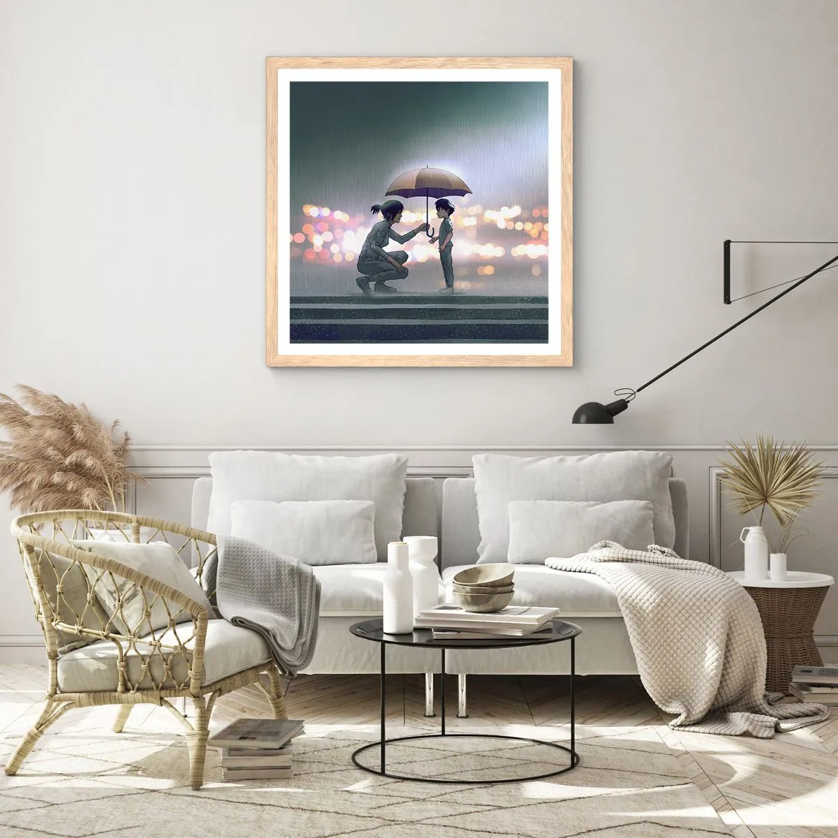 Poster în ramă de stejar deschis - Și totul este bine acum - 40x40 cm