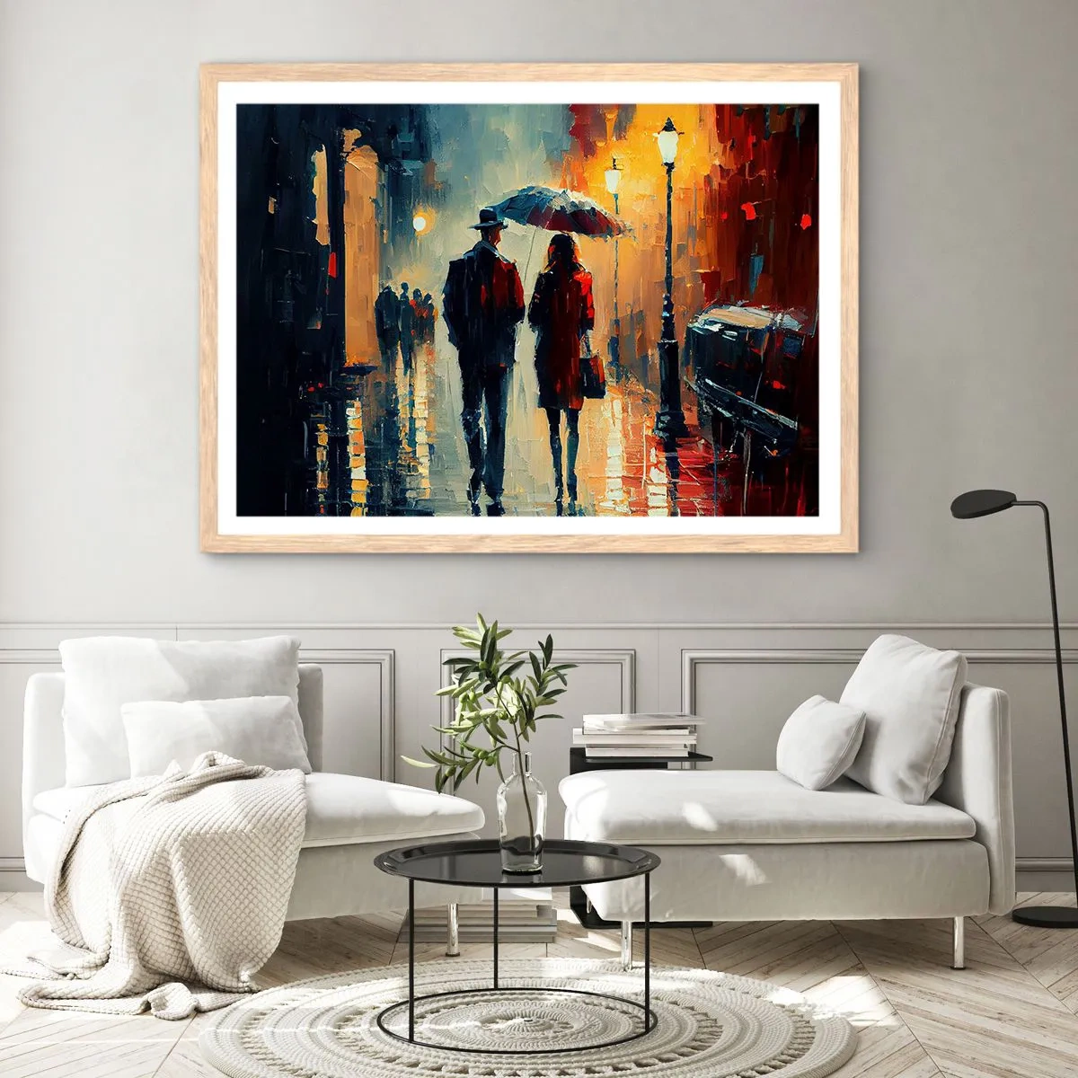 Poster în ramă de stejar deschis - Poveste de dragoste urbană - 100x70 cm