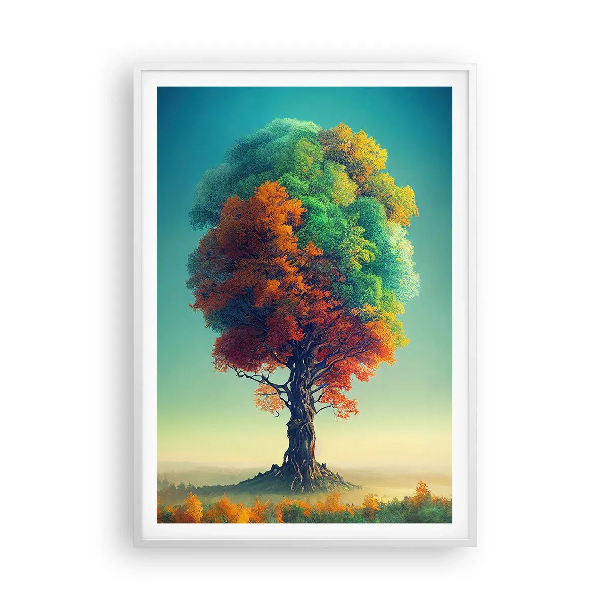 Poster în ramă albă - Stejarul - părintele naturii - 70x100 cm