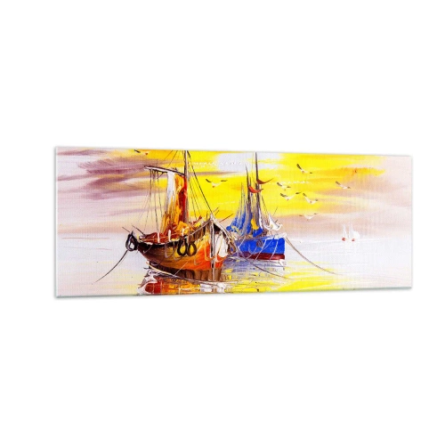 Tablou pe sticlă - O binemeritată odihnă în port - 140x50 cm