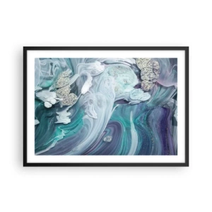 Poster în ramă neagră - Râuri de albastru - 70x50 cm