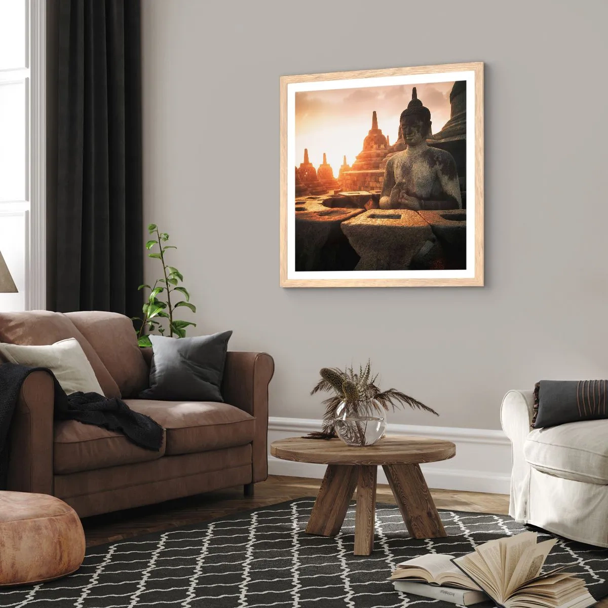 Poster în ramă de stejar deschis - Vreme de mare înțelepciune - 30x30 cm