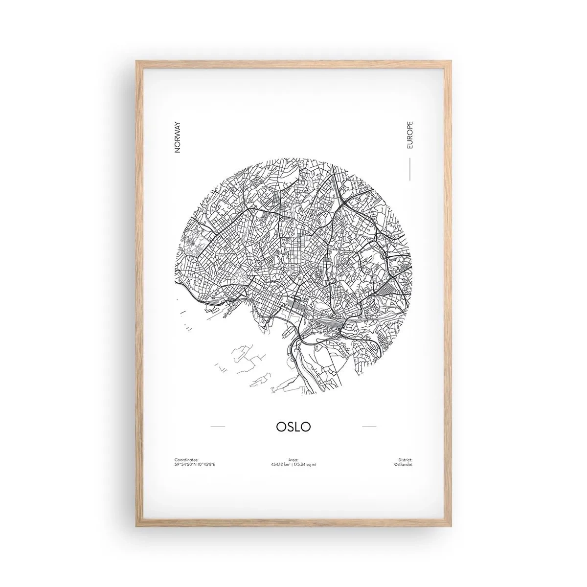 Poster în ramă de stejar deschis - Anatomia Oslo - 61x91 cm