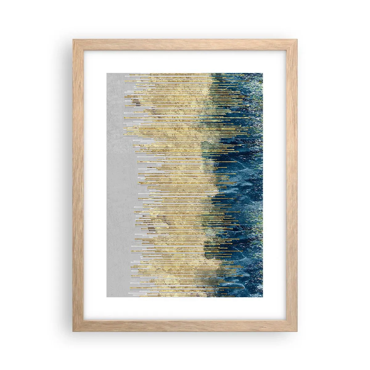 Poster în ramă de stejar deschis - Granița aurită - 30x40 cm