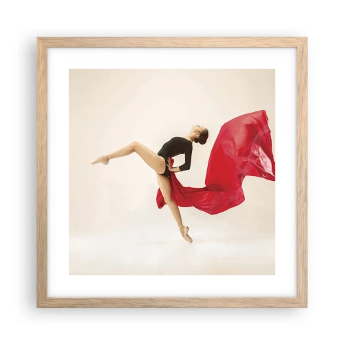Poster în ramă de stejar deschis - Roșu și negru - 40x40 cm