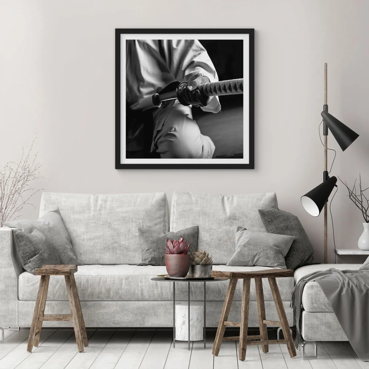 Poster în ramă neagră - Sufletul unui războinic - 30x30 cm