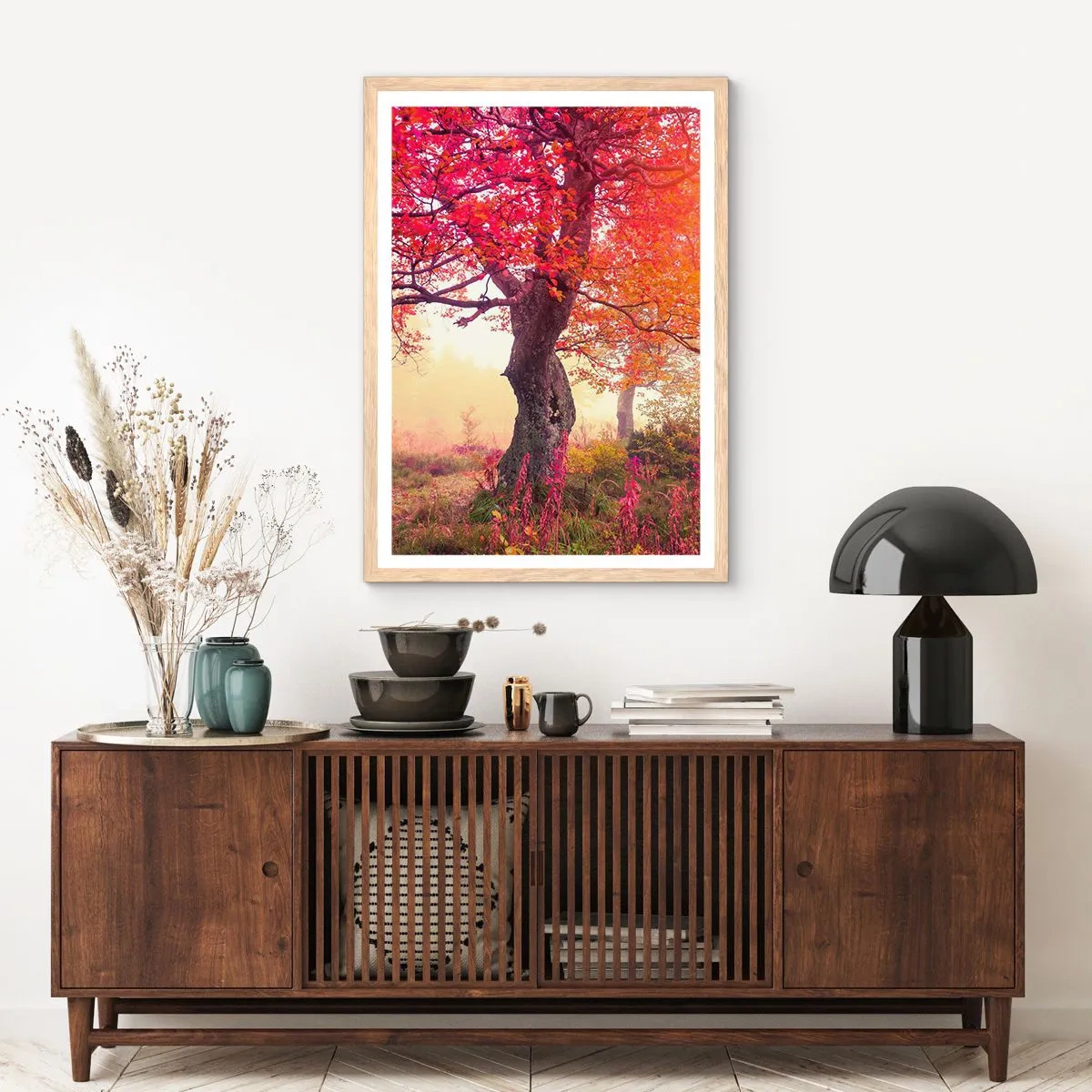 Poster în ramă de stejar deschis - O frenezie de înflorire - 50x70 cm