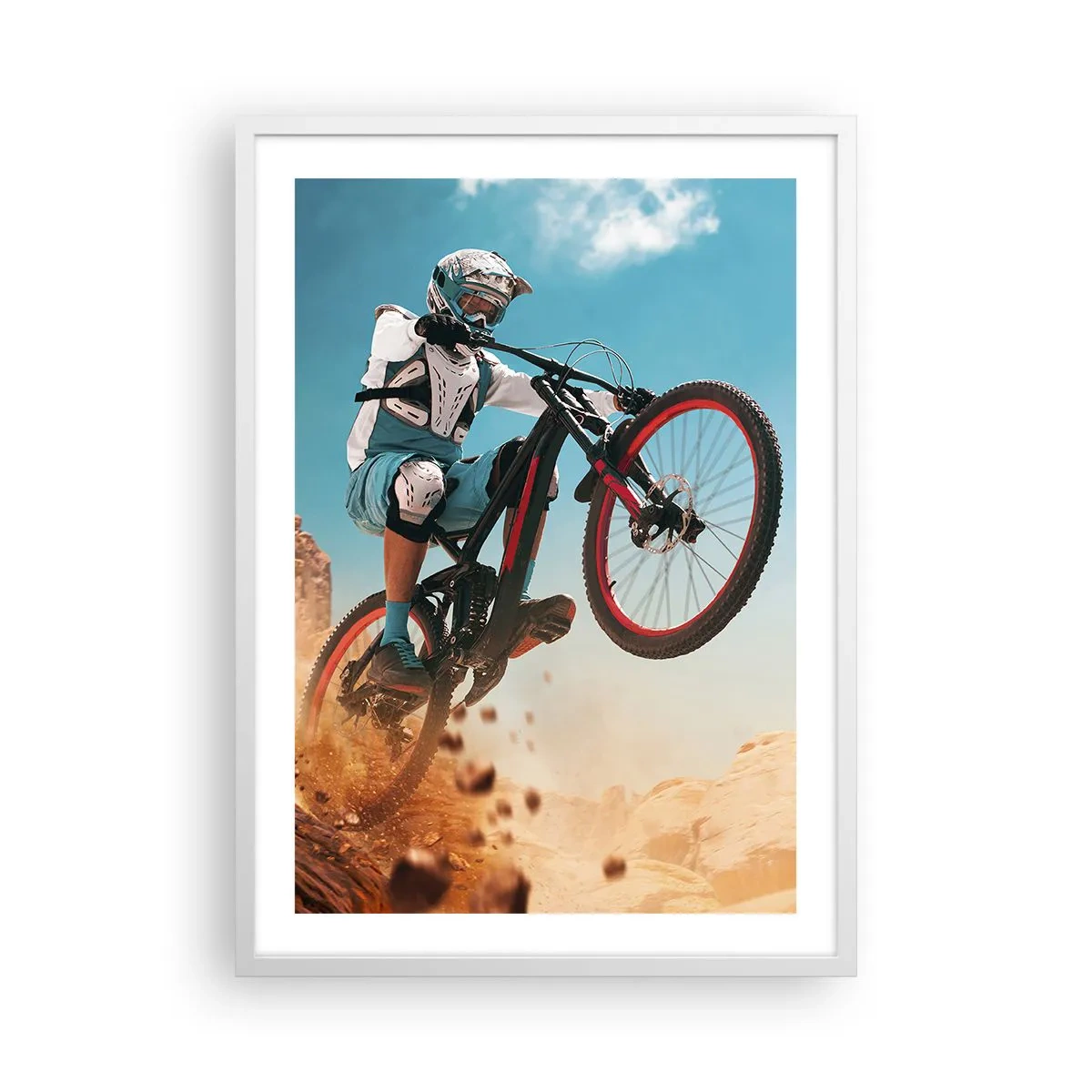 Poster în ramă albă - Nebunia demonului bicicletei - 50x70 cm