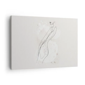 Tablou pe pânză Canvas - O schiță subtilă de siluetă într-un stil minimalist - 70x50cm - Să rătăcești cu privirea - Decorațiune modernă pentru perete pentru living și dormitor ARTTOR