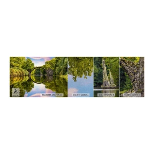 Mostră tapet Premium Canvas - La punctul de întâlnire a două lumi - Peisaj, Râu, Pod - 100x30 cm