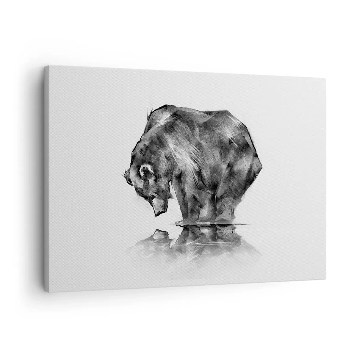 Tablou pe pânză Canvas - Un desen al unui urs în stil minimalist - 70x50cm - Mă bucur să văd pe cineva apropiat - Decorațiune modernă pentru perete pentru living și dormitor ARTTOR