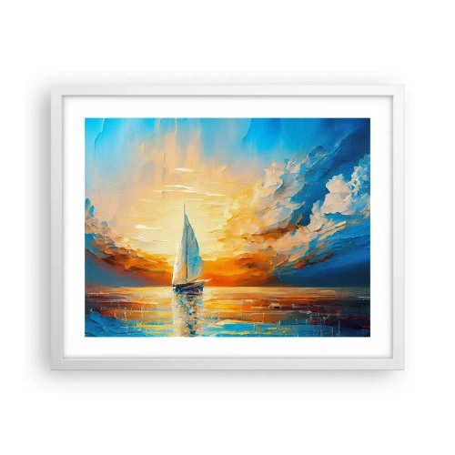 Poster în ramă albă - Navigare prin aur - 50x40 cm
