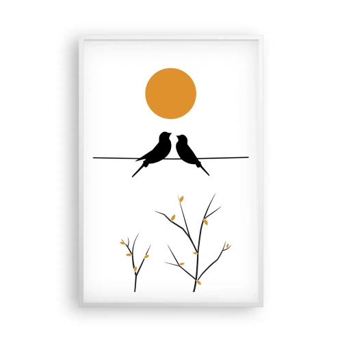 Poster în ramă albă - Seară cu privighetori - 61x91 cm