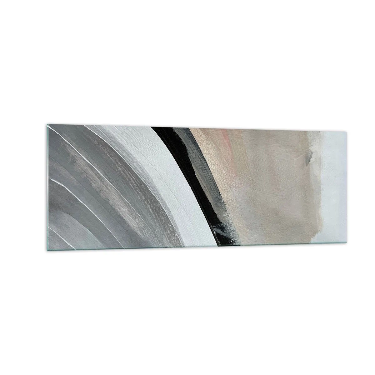 Tablou pe sticlă - Compoziție: arc de negru și gri - 140x50 cm