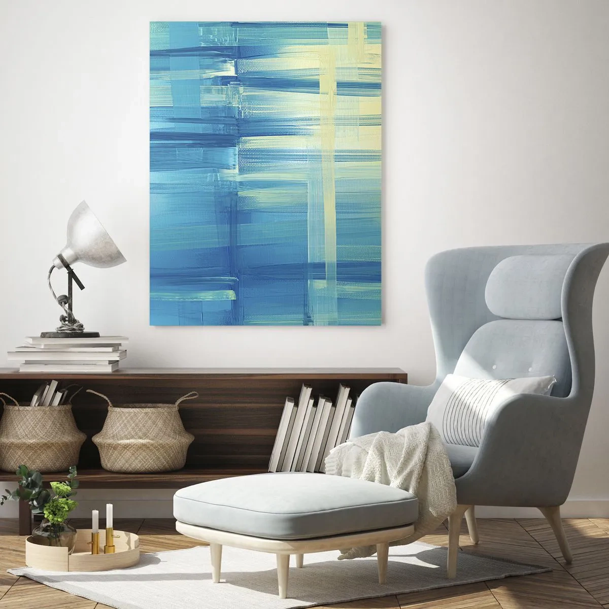 Tablou pe sticlă - Compoziție în turcoaz - 70x100 cm