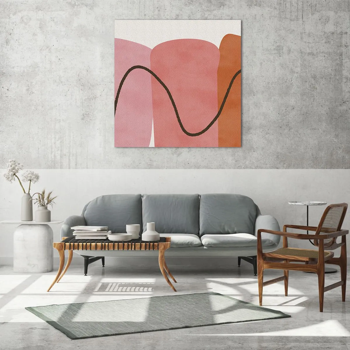 Tablou pe sticlă - Mișcarea blândă a formelor - 70x70 cm