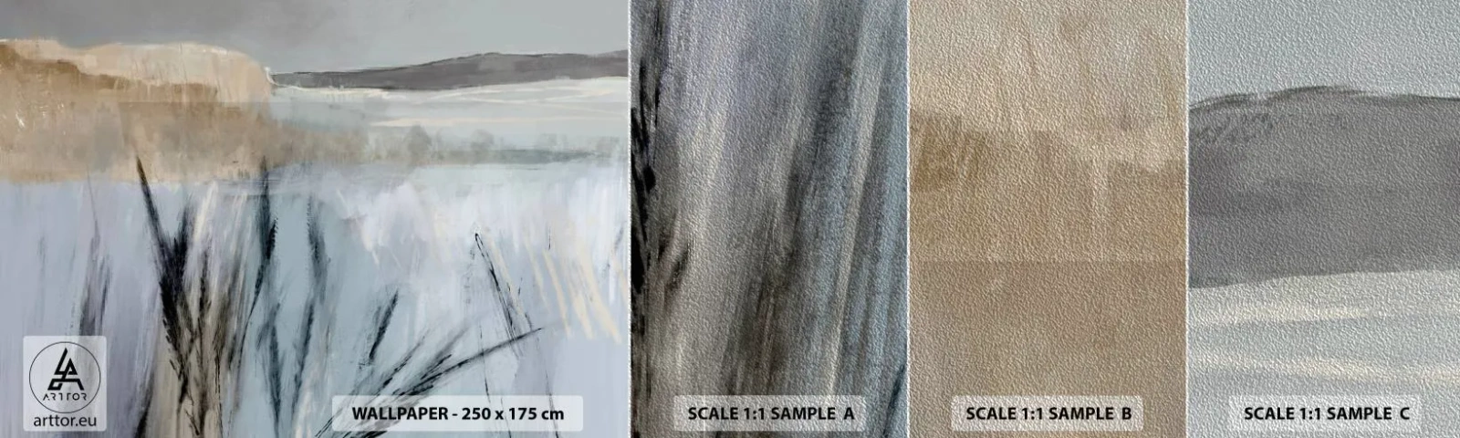 Mostră tapet Premium Sand - Câmpuri de iarnă - Luminos, Minimalism, Bucată - 100x30 cm