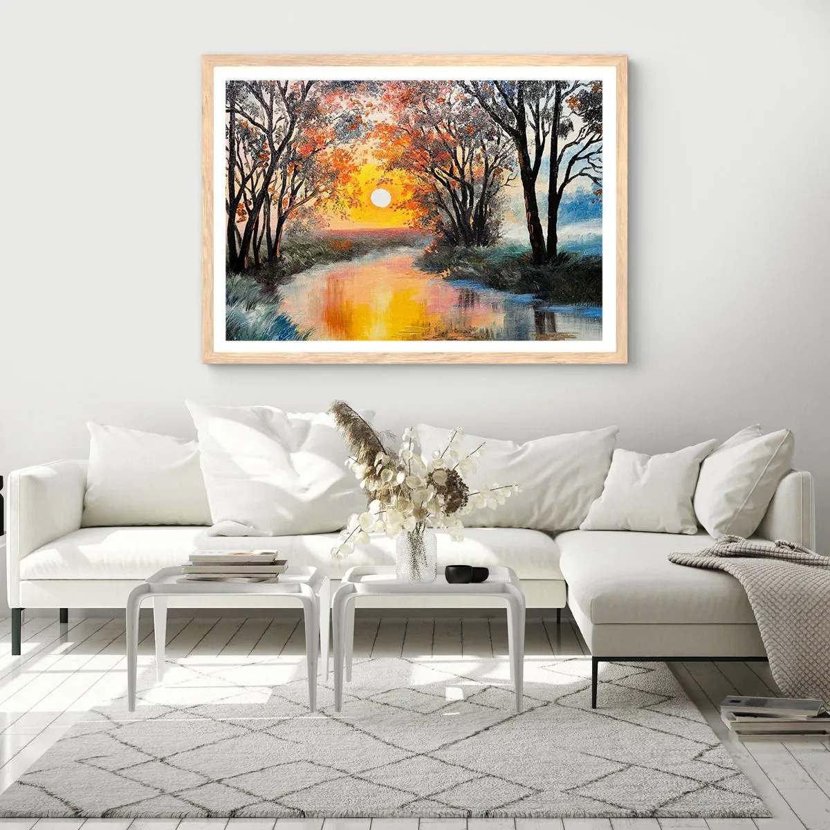 Poster în ramă de stejar deschis - Atmosferă de toamnă - 70x50 cm