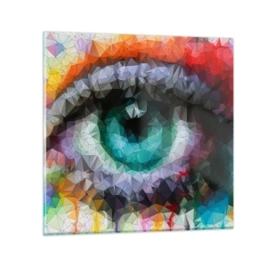 Tablou pe sticlă - Strălucire cristalină a ochilor - 30x30 cm