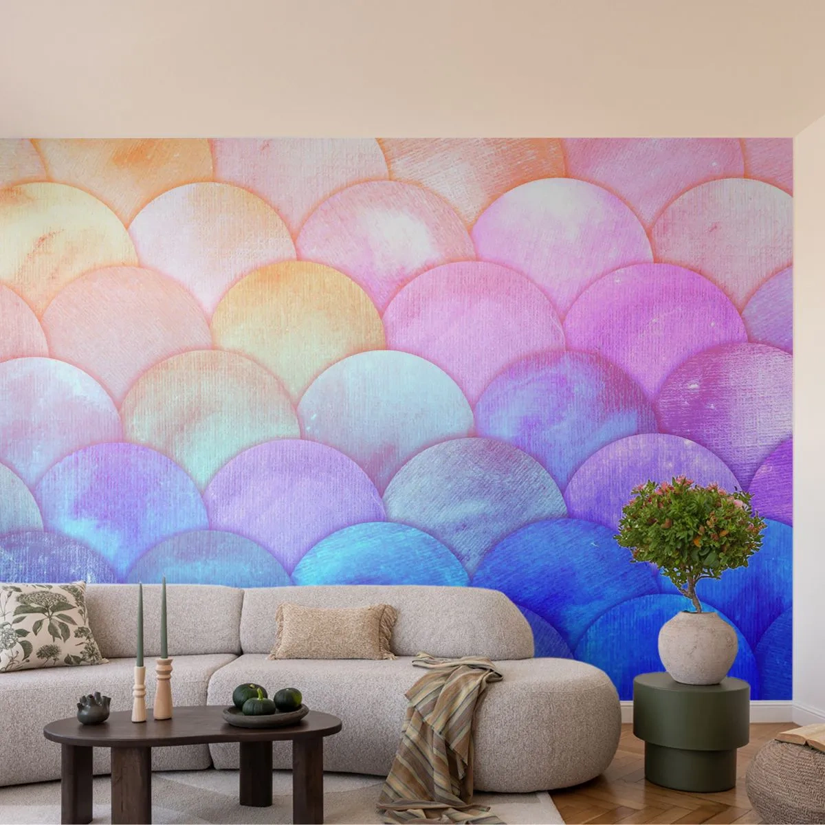 Tapet Standard Eco - Coajă de perlă - Pastel, Bule, Cântare - 350x256 cm