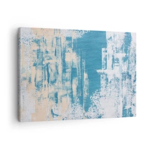 Tablou pe pânză Canvas - Compoziție abstractă în nuanțe de albastru și alb - 70x50cm - Prin ţurţur de gheață - Decorațiune modernă pentru perete pentru living și dormitor ARTTOR