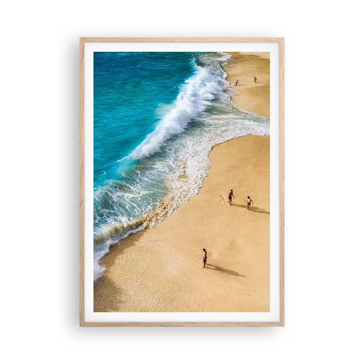 Poster în ramă de stejar deschis - Și apoi soarele, plaja... - 70x100 cm