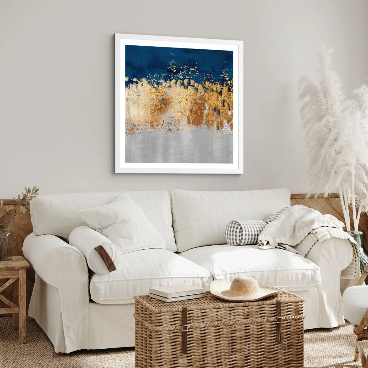 Poster în ramă albă - Compoziție modernă cu bliț - 40x40 cm