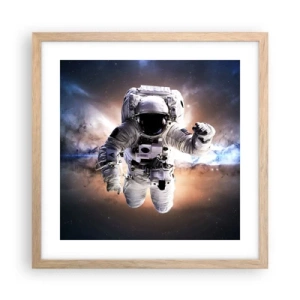 Poster în ramă de stejar deschis - Salutări din spațiul cosmic - 40x40 cm