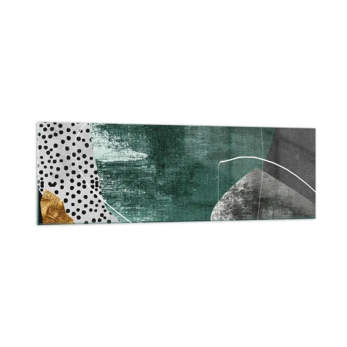 Tablou pe sticlă - Abstracție colorată cu fulgi de aur - 160x50 cm