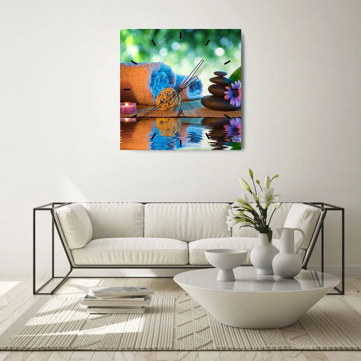 Ceas de perete - Ceas pe sticlă - Timp pentru corp - 30x30 cm