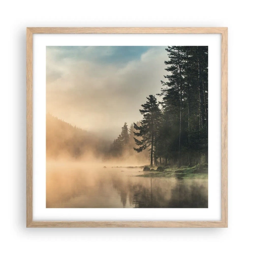 Poster în ramă de stejar deschis - Nașterea unei zile - 50x50 cm