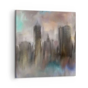 Tablou pe pânză - O compoziție de oțel, piatră și ceață - 50x50 cm
