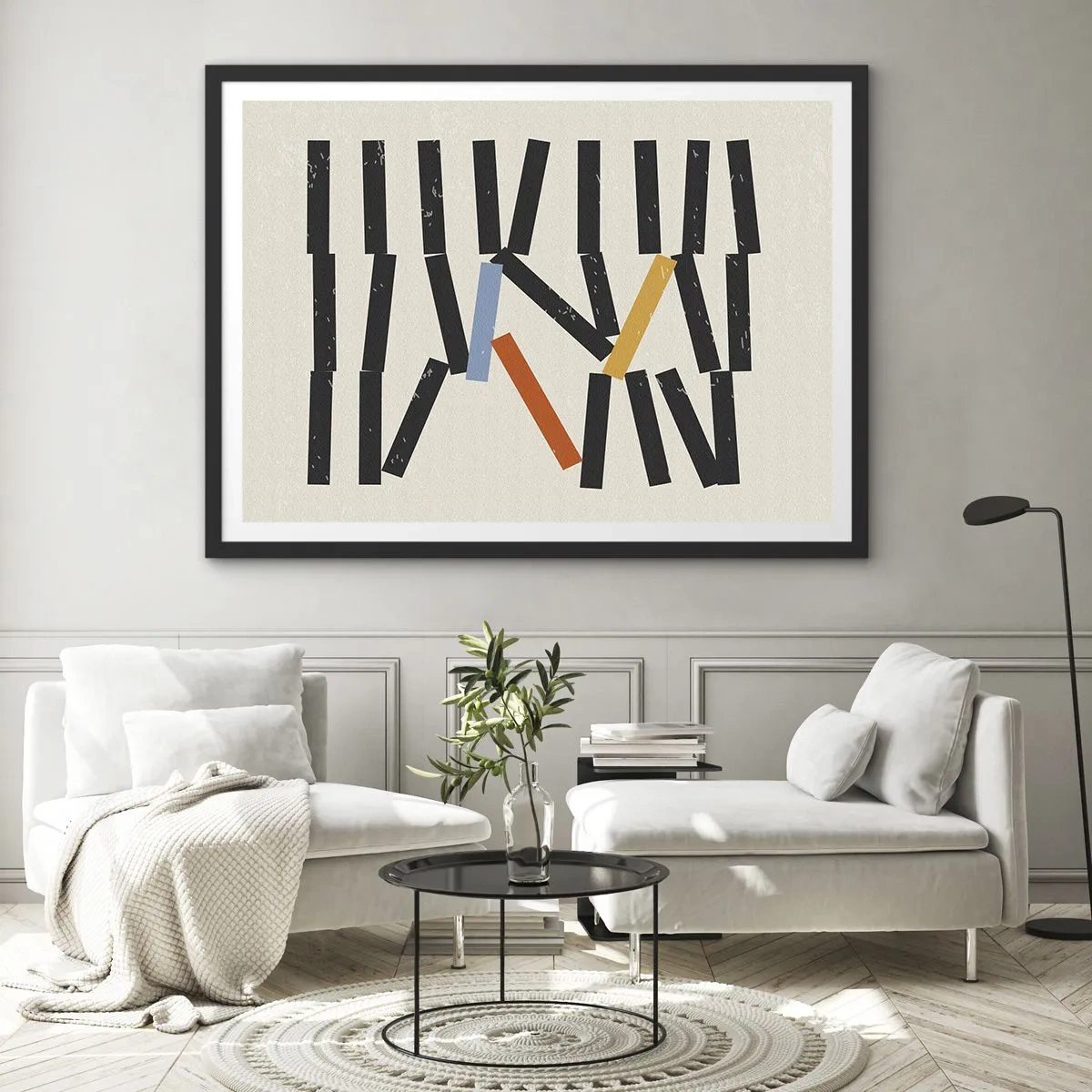 Poster în ramă neagră - Domino - compoziție - 70x50 cm