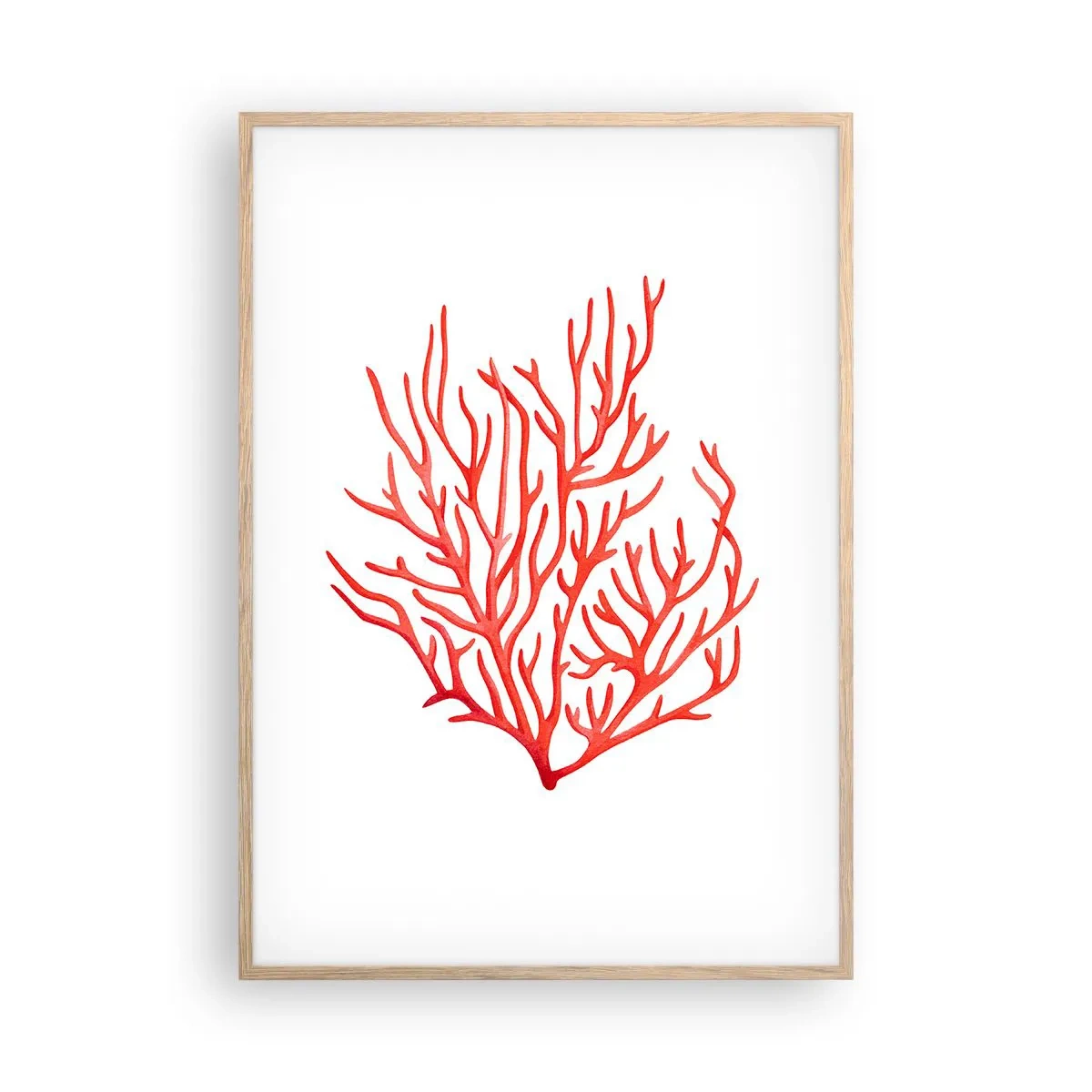 Poster în ramă de stejar deschis - Coral filigranat - 70x100 cm